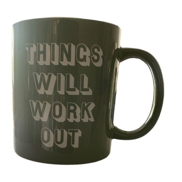 HOUSE OF JOR “things will work out” mug by Target olive green and white - Picture 1 of 2